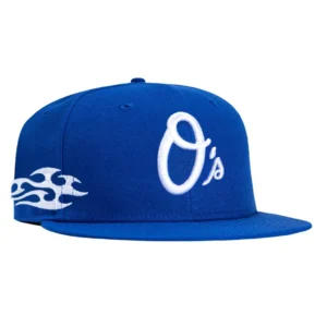 New Era Baltimore Orioles fitted hat Royal, White colorway - Hat Club Drops Bold Baltimore Orioles Fitted with Tribal Tattoo Stitching