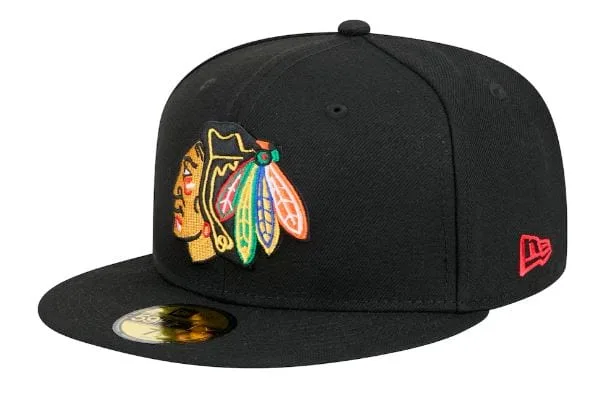 New Era Chicago Blackhawks fitted hat Men's colorway - New Era Drops Clean Blackhawks Fitted in All-Black Colorway