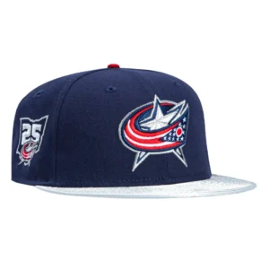 New Era Columbus Blue Jackets fitted hat Light Navy, Metallic Silver colorway - Silver Anniversary Fitted: New Era Celebrates 25 Years of Blue Jackets Hockey