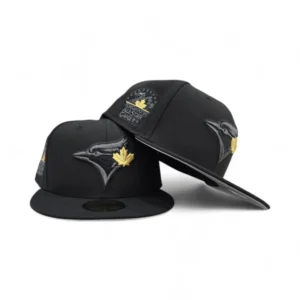 New Era Toronto Blue Jays fitted hat black, gray, red, blue, gold colorway - 1991 All-Star Game Fitted: New Era Drops Blue Jays Gold Logo Commemorative