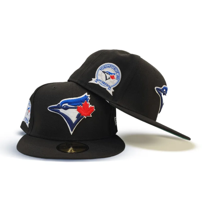 New Era Toronto Blue Jays fitted hat black, blue, green colorway - Blue Jays Drop Fire Black Fitted with 40th Season Side Patch