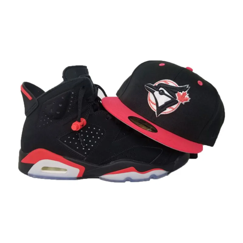 New Era Toronto Blue Jays fitted hat black, red, blue, infrared colorway - New Era Blue Jays Fitted Perfectly Matches Jordan 6 Black Infrared