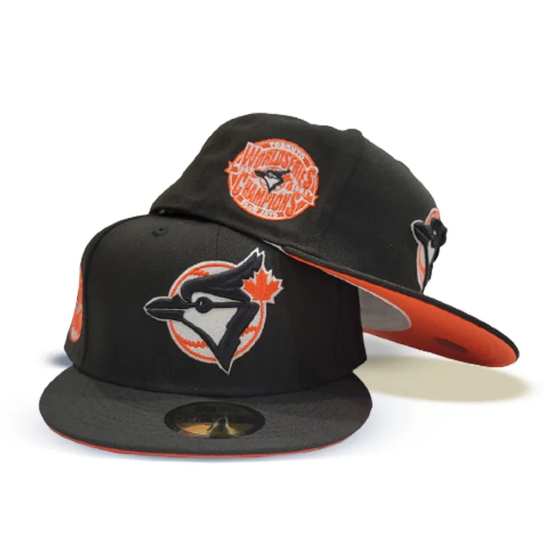 New Era Toronto Blue Jays fitted hat black, blue, orange colorway - Back-to-Back Champions Fitted: New Era’s Black Blue Jays 1993 World Series Tribute