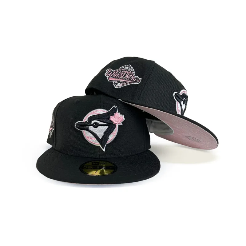 New Era Toronto Blue Jays fitted hat black, blue, pink colorway - 1993 World Series Fitted: New Era Drops Blue Jays Championship Tribute with Pink Paisley Twist