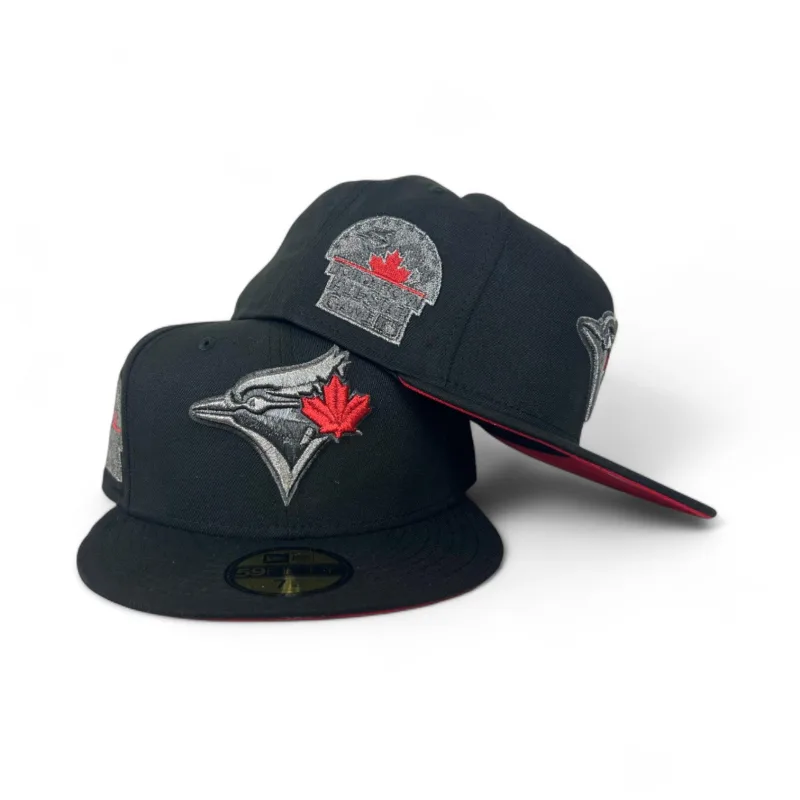 New Era Toronto Blue Jays fitted hat black, red, blue colorway - 1991 All-Star Game Fitted: New Era’s Black Blue Jays Red Bottom Commemorates Historic SkyDome Showcase