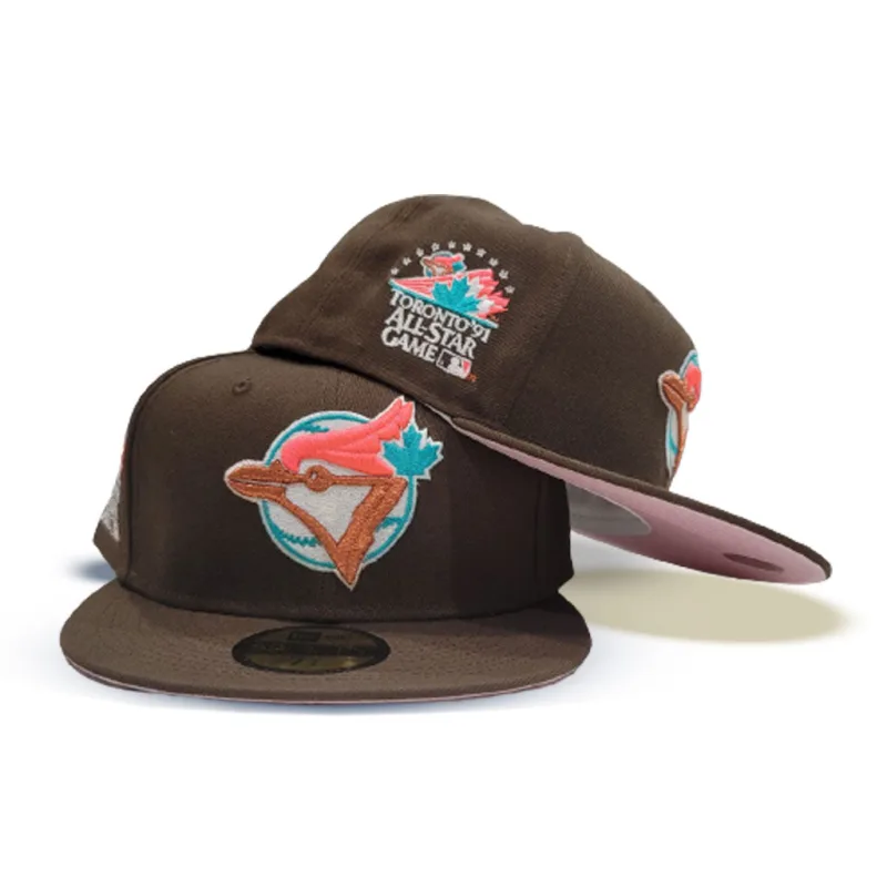 New Era Toronto Blue Jays fitted hat blue, pink, brown colorway - 1991 All-Star Game Fitted: New Era Drops Blue Jays Tribute in Bold Brown and Pink