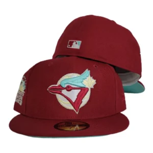 New Era Toronto Blue Jays fitted hat blue, green, burgundy colorway - 1991 All-Star Game Fitted: New Era’s Burgundy Blue Jays Tribute Brings Toronto’s Midsummer Classic to Life