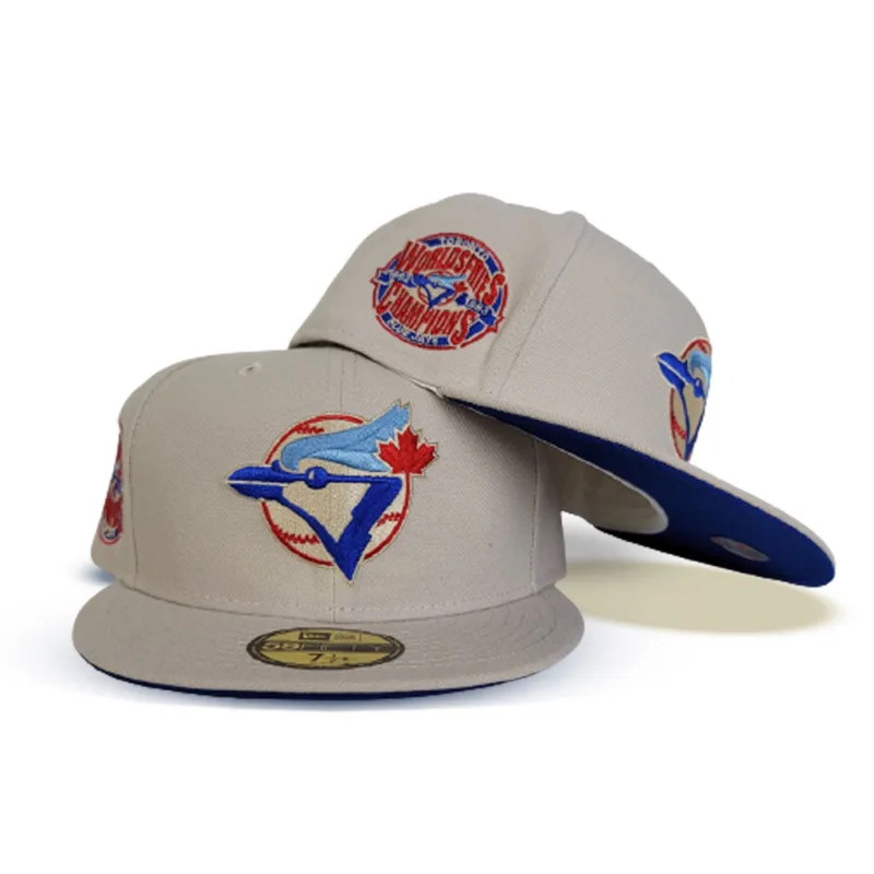 New Era Toronto Blue Jays fitted hat blue, cream, royal colorway - New Era Drops Clean Blue Jays Fitted with World Series Champions Patch