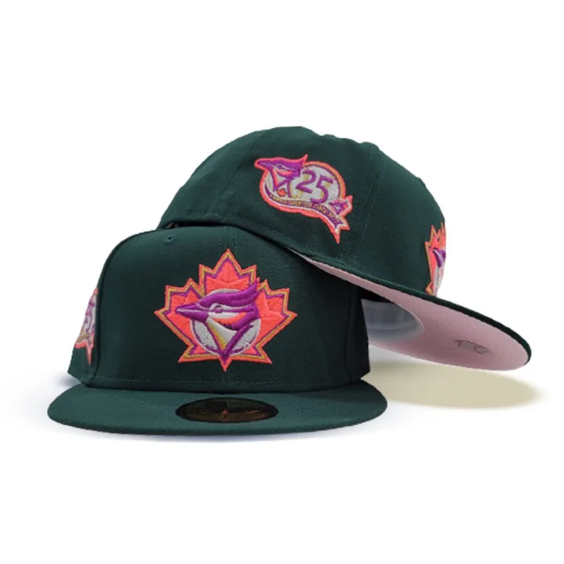 New Era Toronto Blue Jays fitted hat blue, green, pink colorway - Blue Jays 25th Anniversary Fitted: New Era Celebrates Toronto’s Quarter-Century Milestone