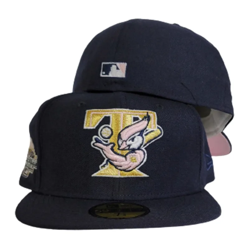 New Era Toronto Blue Jays fitted hat navy, blue, pink colorway - 2003 All-Star Game Fitted: New Era Drops Blue Jays Pink Bottom Commemorative