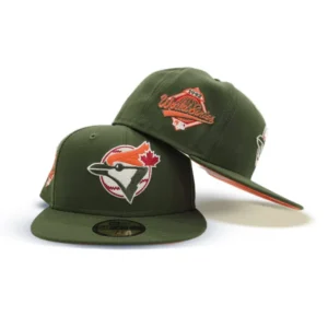 New Era Toronto Blue Jays fitted hat blue, green, orange, olive colorway - 1992 World Series Fitted: New Era’s Olive Green Blue Jays Championship Tribute
