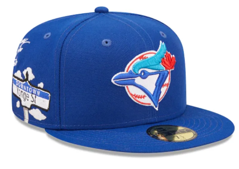 New Era Toronto Blue Jays fitted hat gray, blue, royal colorway - New Era Drops Clean Blue Jays Fitted with Cloud Icons Twist