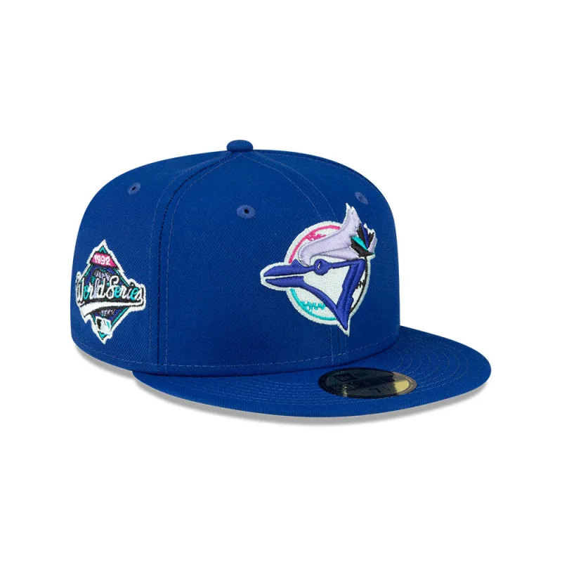 New Era Toronto Blue Jays fitted hat blue, pink, royal colorway - 1992 World Series Fitted: New Era’s Polar Lights Blue Jays Championship Tribute