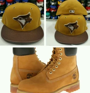 New Era Toronto Blue Jays fitted hat blue, brown, tan colorway - New Era Drops Clean Blue Jays Fitted Matching Timberland Boots