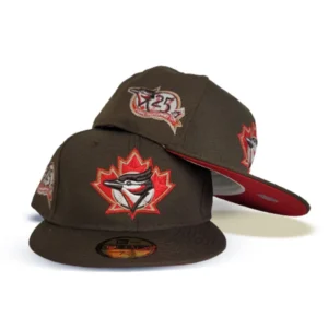 New Era Toronto Blue Jays fitted hat red, blue, brown, walnut colorway - Blue Jays 25th Anniversary Fitted: New Era Drops Walnut Brown Tribute to Toronto’s Quarter-Century Legacy