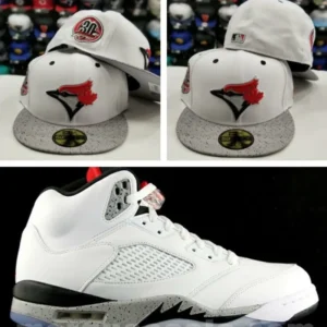 New Era Toronto Blue Jays fitted hat white, blue colorway - New Era Blue Jays Fitted Perfectly Matches Jordan 5 White Cement