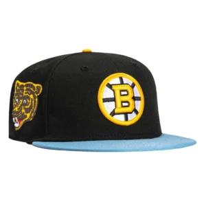 New Era Boston Bruins fitted hat Black, Indigo colorway - New Era Drops Clean Boston Bruins Fitted with Vintage 1995 Logo Patch