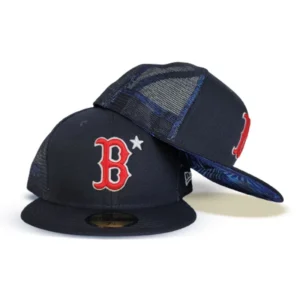 New Era Boston Red Sox fitted hat navy, red, blue colorway - New Era Drops Clean Red Sox Fitted in Navy Blue Mesh