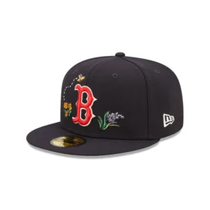 New Era Boston Red Sox fitted hat navy, red, blue colorway - New Era Drops Navy Boston Red Sox Fitted with Watercolor Floral Bottom