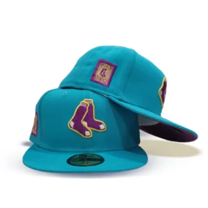 New Era Boston Red Sox fitted hat red, purple, teal colorway - New Era Drops Vibrant Boston Red Sox Fitted with Side Patch