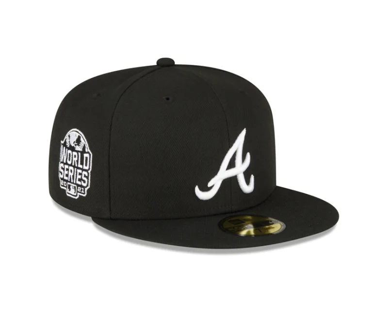New Era Atlanta Braves fitted hat black, gray colorway - 2021 World Series Fitted: New Era Celebrates Braves Championship Glory