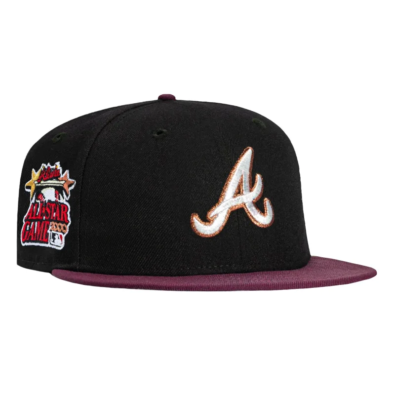 New Era Atlanta Braves fitted hat Black, Maroon, Metallic Copper colorway - Millennium Midsummer Classic Fitted: New Era Drops 2000 All-Star Game Braves Tribute