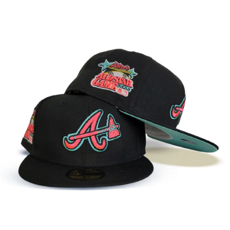 New Era Atlanta Braves fitted hat black, green colorway - 2000 All-Star Game Fitted: New Era Drops Black Atlanta Braves with Mint Green Bottom