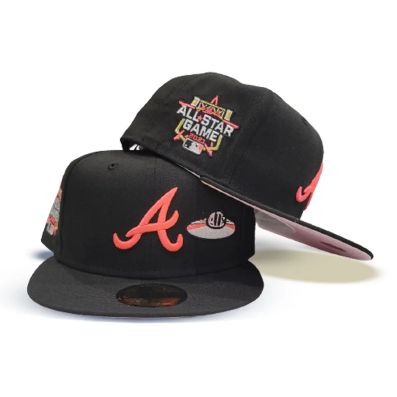 New Era Atlanta Braves fitted hat black, pink colorway - 2021 All-Star Game Fitted: New Era’s Black Atlanta Braves City Icons Celebrates Historic Midsummer Classic