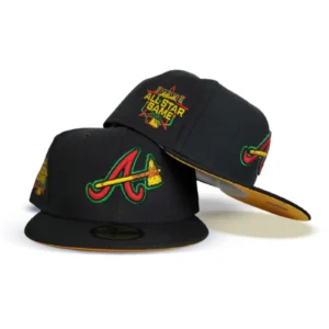 New Era Atlanta Braves fitted hat black, yellow colorway - 2021 All-Star Fitted: New Era Drops Atlanta Braves Black and Yellow Tribute