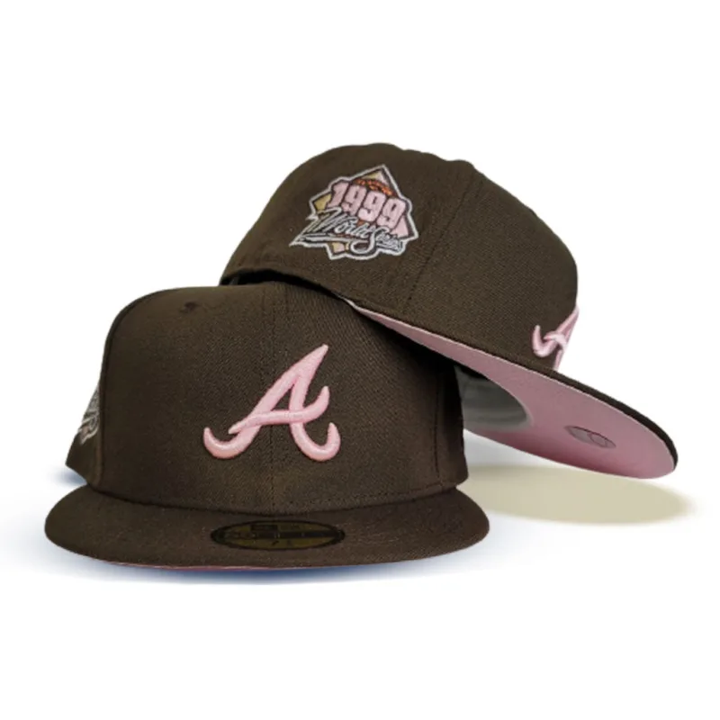 New Era Atlanta Braves fitted hat pink, brown colorway - 1999 World Series Fitted: New Era’s Brown and Pink Braves Tribute Honors Historic Season