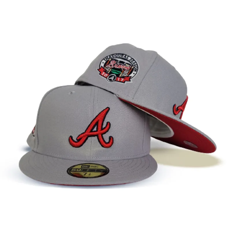 New Era Atlanta Braves fitted hat gray, red colorway - SunTrust Park Inaugural Season Fitted: New Era’s Gray Braves 59FIFTY Celebrates Historic Stadium Opening