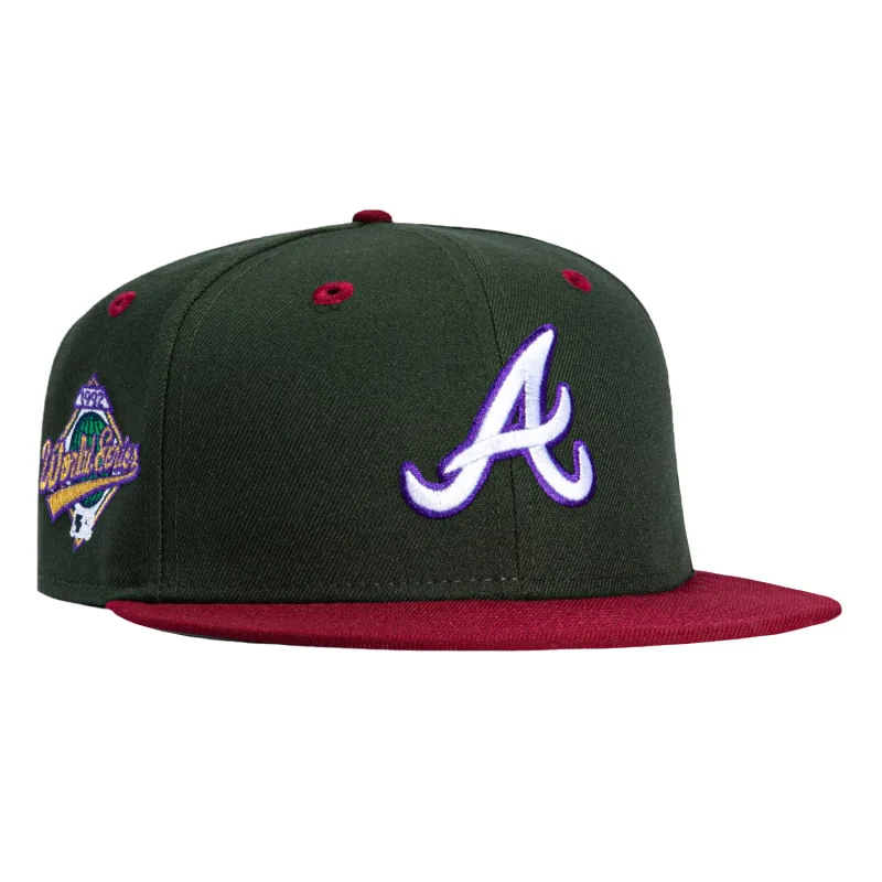 New Era Atlanta Braves fitted hat Green, Cardinal colorway - 1995 World Series Fitted: New Era Drops Braves Championship Tribute in Green Cardinal