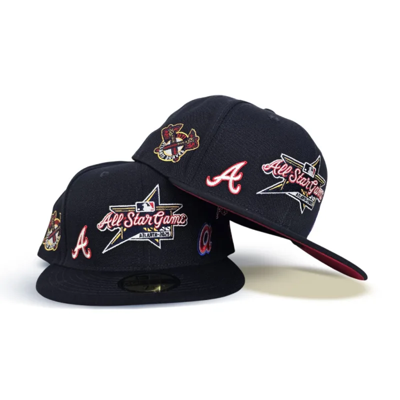New Era Atlanta Braves fitted hat navy, gray, red, blue colorway - 2025 All-Star Fitted: New Era’s Atlanta Braves Navy Blue Commemorative Drop