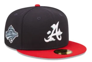 New Era Atlanta Braves fitted hat navy, blue colorway - 1995 World Series Fitted: New Era’s Navy Blue Braves Championship Tribute