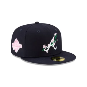 New Era Atlanta Braves fitted hat navy, blue, pink colorway - 1995 World Series Fitted: New Era’s Navy Blue Braves Championship Tribute