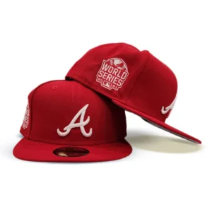 New Era Atlanta Braves fitted hat gray, red colorway - 2021 World Series Fitted: New Era Celebrates Braves Championship Glory