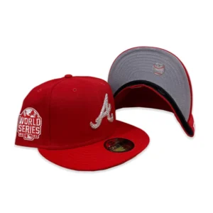 New Era Atlanta Braves fitted hat red colorway - 2021 World Series Champions Fitted: Swarovski Crystal Red Braves New Era Drop