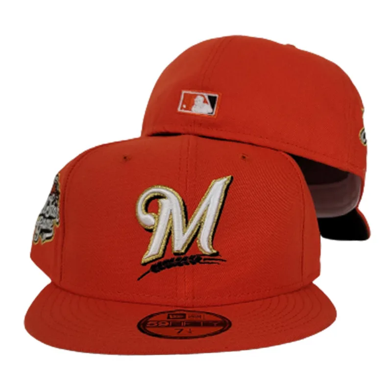 New Era Milwaukee Brewers fitted hat orange, brown colorway - 2002 All-Star Game Fitted: New Era Drops Orange Brewers Tribute with Brown Bottom