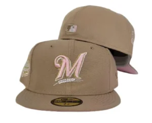 New Era Milwaukee Brewers fitted hat pink, tan colorway - 2002 All-Star Fitted: New Era’s Tan and Pink Brewers Tribute Brings Milwaukee Magic