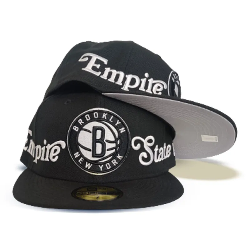 New Era Brooklyn Nets fitted hat black, gray colorway - New Era Drops Clean Brooklyn Nets Fitted with Empire State Nickname