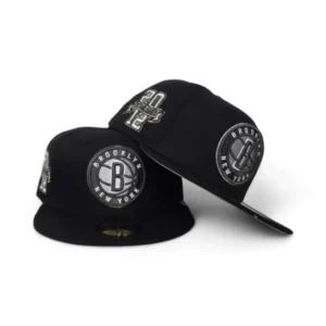 New Era Brooklyn Nets fitted hat black, gray colorway - Brooklyn Nets Drop Clean Black Fitted with Established 2012 Side Patch