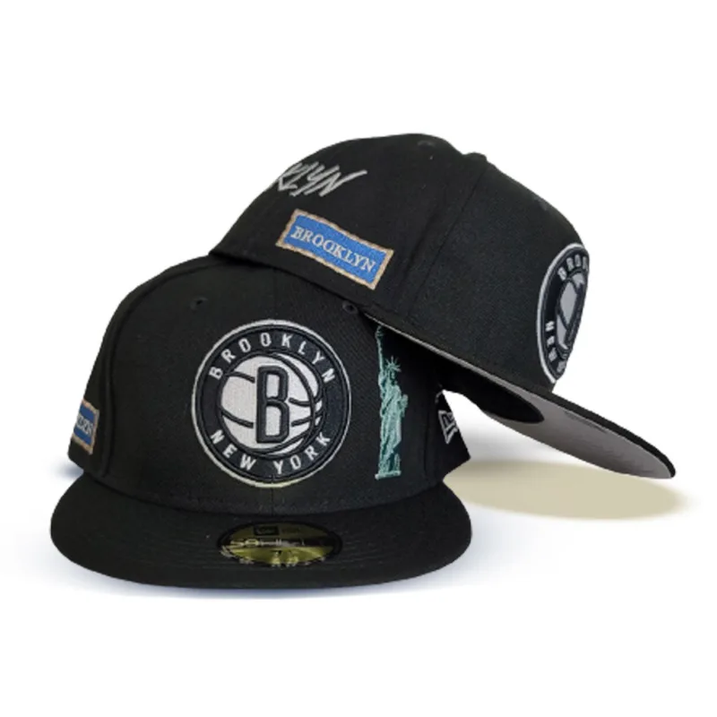 New Era Brooklyn Nets fitted hat black, grey colorway - Brooklyn Nets Drop Clean City Transit Fitted in Black and Grey