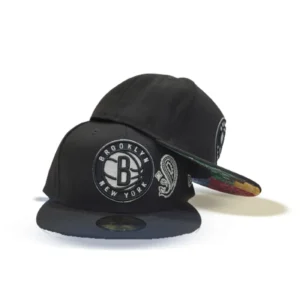 New Era Brooklyn Nets fitted hat black colorway - Brooklyn Nets Get a Clean Patchwork Bottom Fitted from New Era