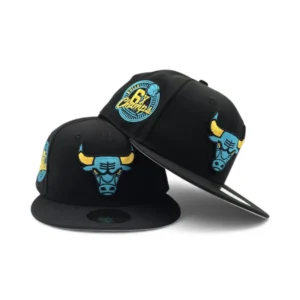 New Era Chicago Bulls fitted hat black, gray, blue colorway - Bulls Fans Get Premium Fitted with Championship Side Patch
