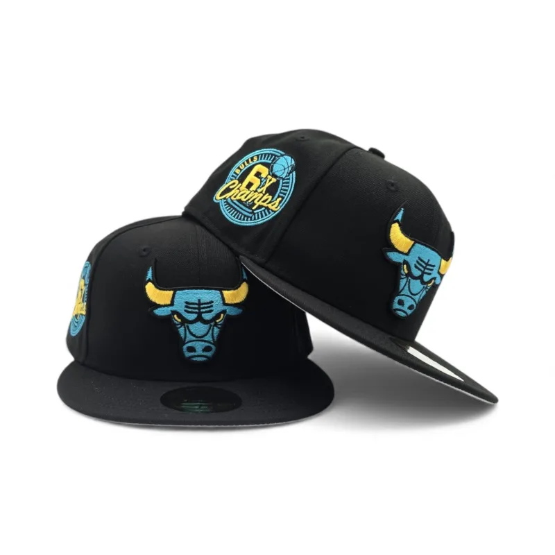 New Era Chicago Bulls fitted hat black, gray, blue colorway - Bulls Fans Get Premium Fitted with Championship Side Patch