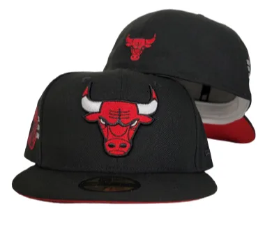 New Era Chicago Bulls fitted hat black, red colorway - New Era Bulls Fitted Celebrates Dynasty with 6X Champions Side Patch