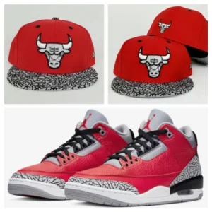 New Era Chicago Bulls fitted hat red colorway - New Era Bulls Fitted Perfectly Matches Jordan 3 Red Cement Vibes