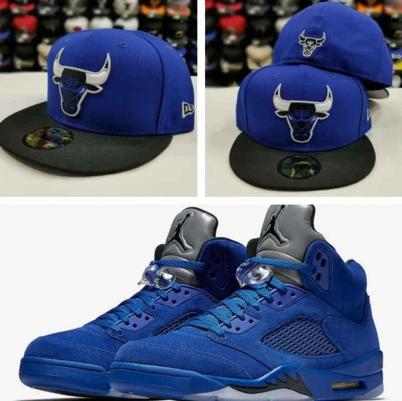 New Era Chicago Bulls fitted hat blue, royal colorway - New Era Bulls Fitted Perfectly Matches Jordan 5 Royal Blue Suede