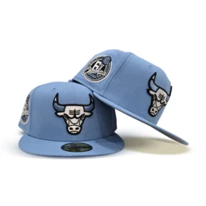 New Era Chicago Bulls fitted hat gray, blue colorway - Bulls Fans Get Clean Sky Blue Fitted with 6X Champions Side Patch