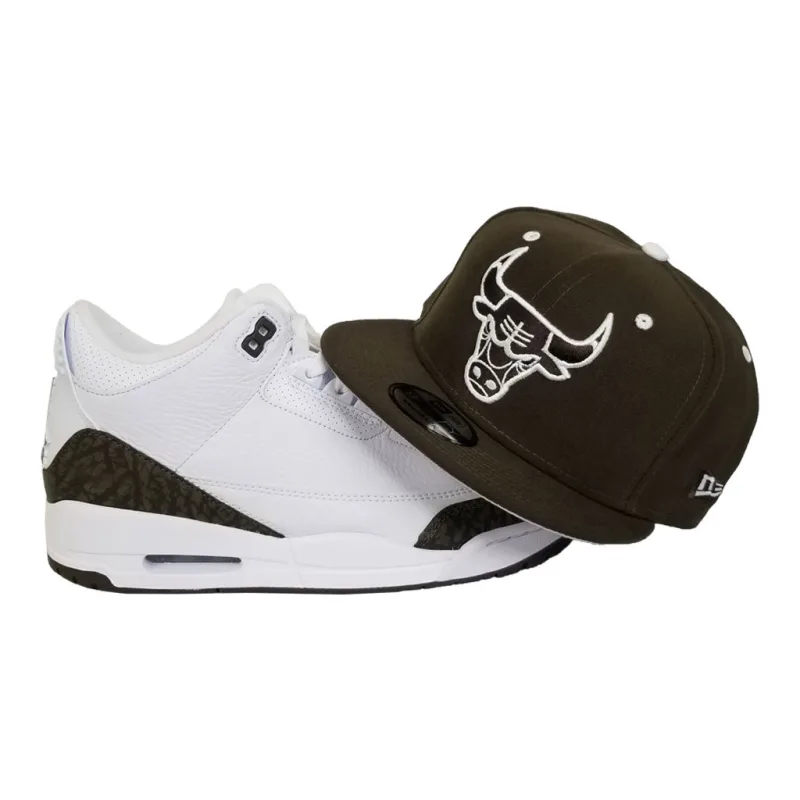 New Era Chicago Bulls fitted hat white, brown colorway - New Era Chicago Bulls Fitted Matches Jordan 3 White Mocha Perfectly